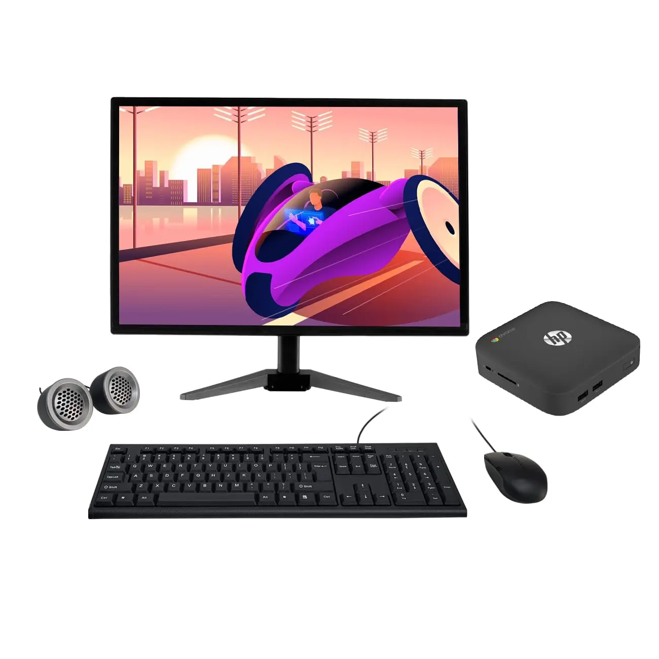 HP All-in-One Desktop Computer Set | Intel i7-4th Gen | 19" HD LCD Monitor | Wired KB & Mouse | Speakers| Wi-Fi | Win 10 Pro | Refurbished