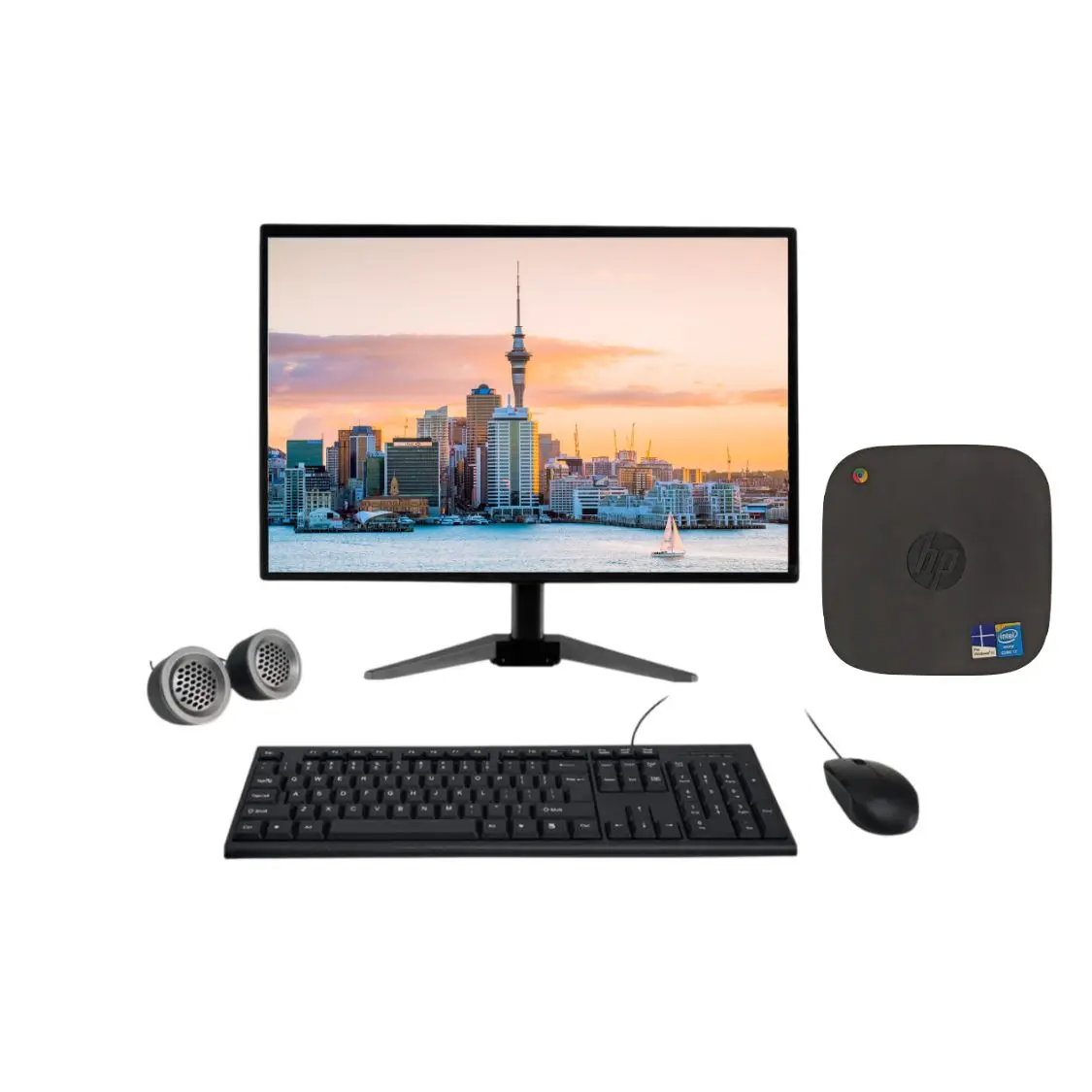 HP All-in-One Desktop Computer Set | Intel i7-8th Gen | 19" HD LCD Monitor | Wired KB & Mouse | Speakers| Wi-Fi | Windows 11 Pro | Refurbished