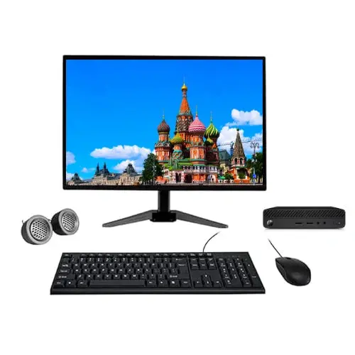 HP ProDesk 400 G3 Mini PC All-in-One Desktop Computer Set | Intel i5 7th Gen | 19" HD LCD Monitor | Wired KB & Mouse | Speakers| Wi-Fi | Win 11 Pro| Refurbished