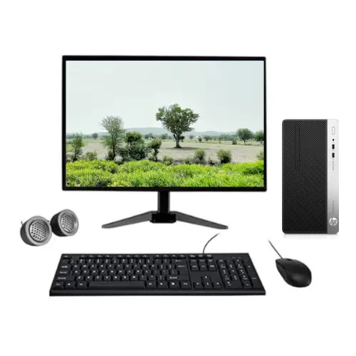 HP ProDesk 400 G5 Micro Tower PC All-in-One Desktop Computer Set | Intel i5-8th Gen | 22" HD LCD Monitor | Wired KB & Mouse | Speakers| Wi-Fi | Win 11 Pro | Refurbished