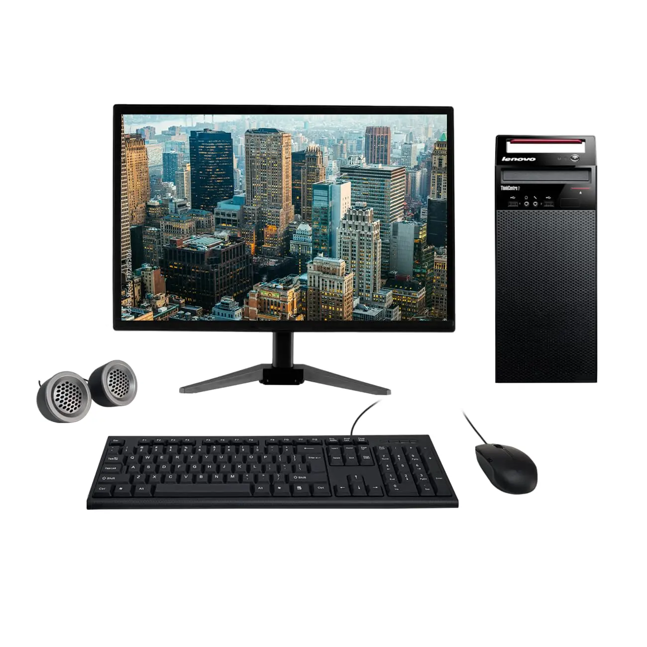 Lenovo ThinkCentre All-in-One Desktop Computer Set | Intel i3-4th Gen  | 19" HD LCD Monitor | Wired KB & Mouse | Speakers| Wi-Fi | Windows 10 Pro | Refurbished