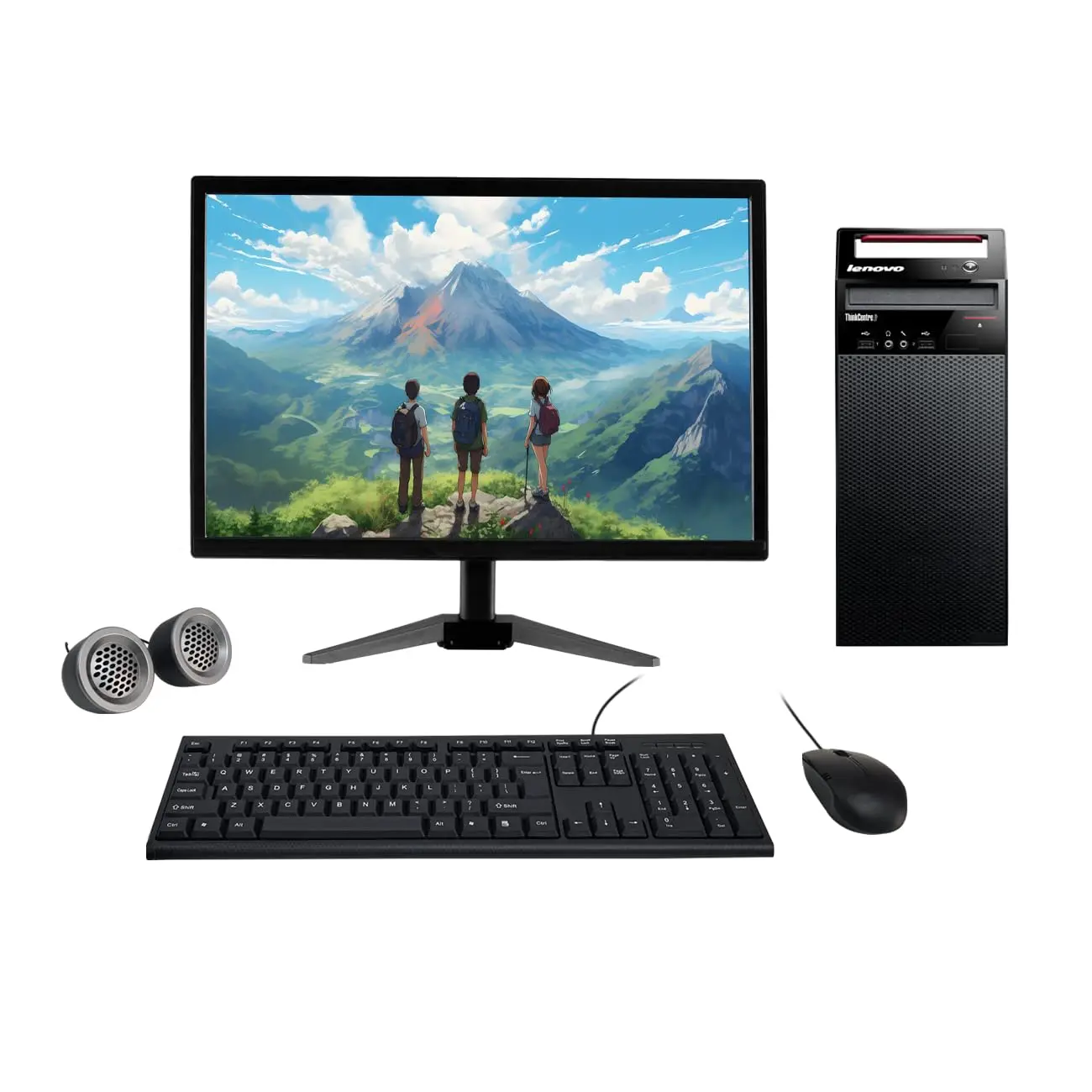 Lenovo ThinkCentre E72 Tower All-in-One Desktop Computer Set | Intel i3 3rd Gen | 19" HD LCD Monitor | Wired KB & Mouse | Speakers| Wi-Fi | Win 10 Pro | Refurbished
