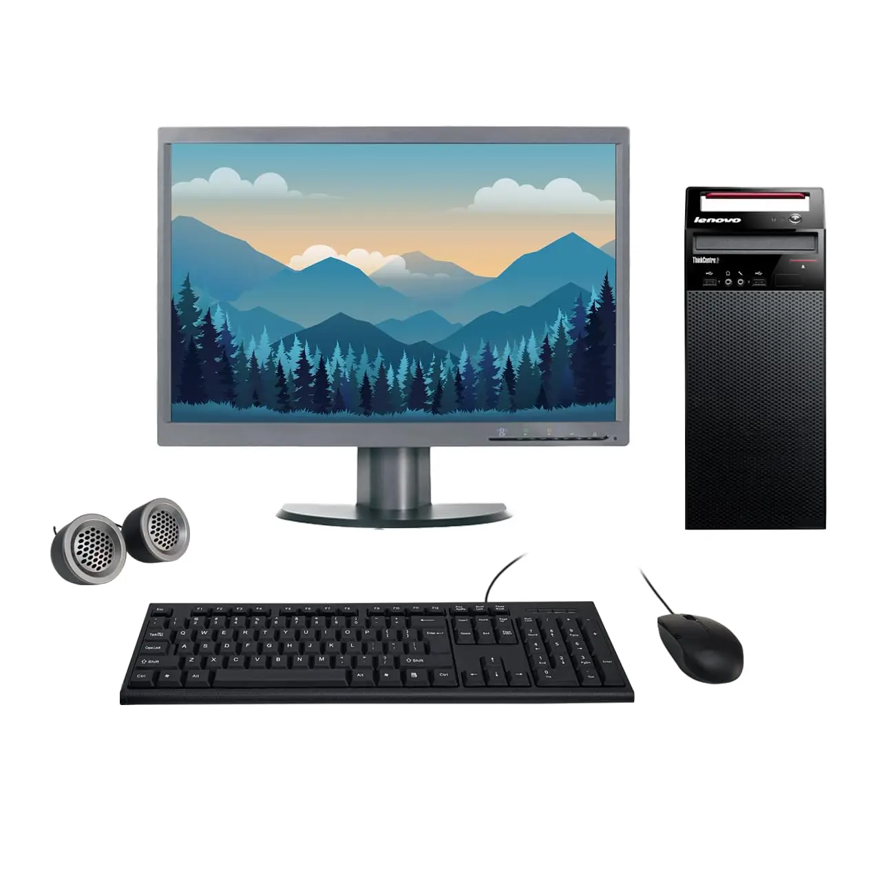 Lenovo ThinkCentre E72 Tower All-in-One Desktop Computer Set | Intel i3-3rd Gen | 22" HD LCD Monitor | KB & Mouse | Speakers | Wi-Fi | Win 10 Pro | Refurbished