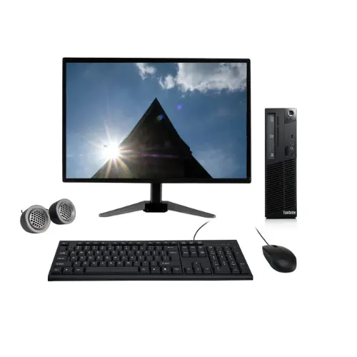 Lenovo ThinkCentre M73 SFF All-in-One Desktop Computer Set | Intel i3-4th Gen  | 19" HD LCD Monitor | Wired KB & Mouse | Speakers | Wi-Fi | Win 10 Pro | Refurbished