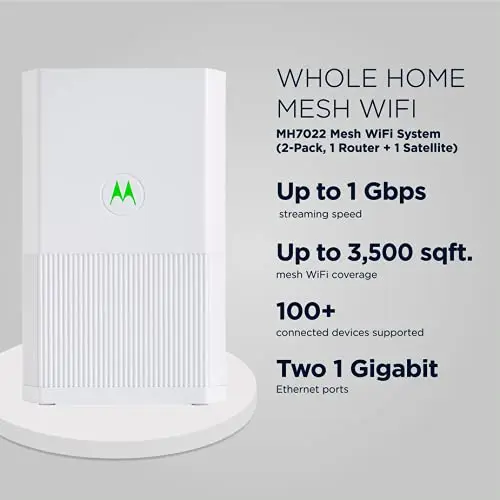 Motorola Powerful Tri-Band AC2200 WiFi Mesh System (MH7022) with Qualcomm Quad-Core Processor - Image 3