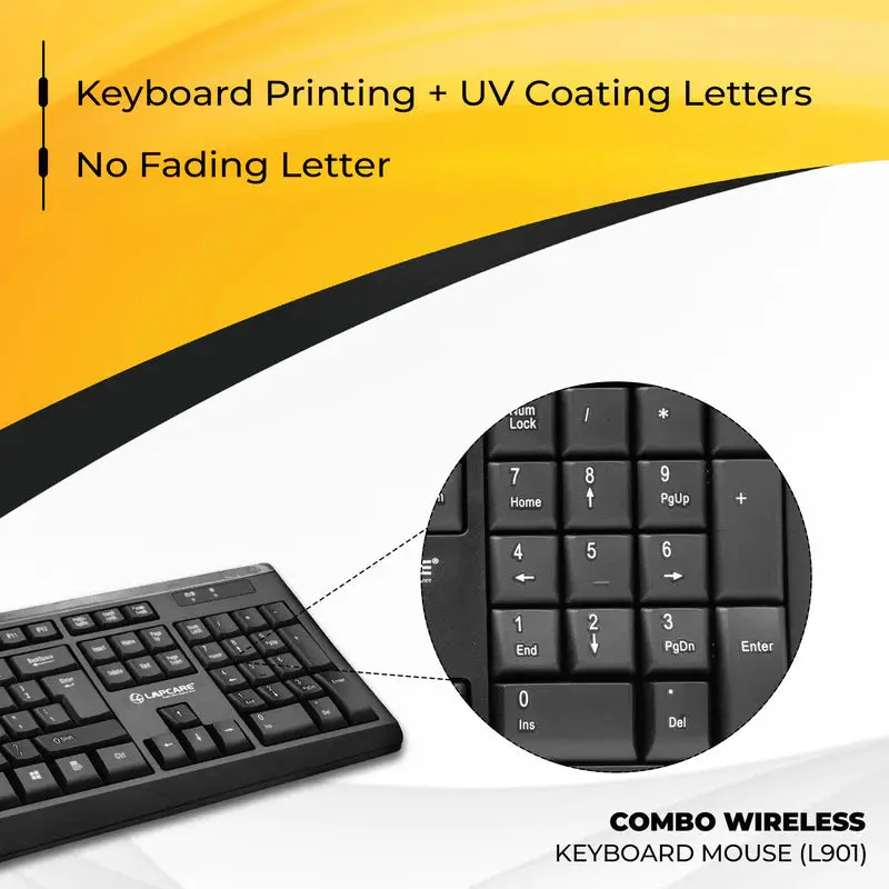 Wireless Combo 104 Key Keyboard + Mouse 1200dpi - non Multimedia - Image 5